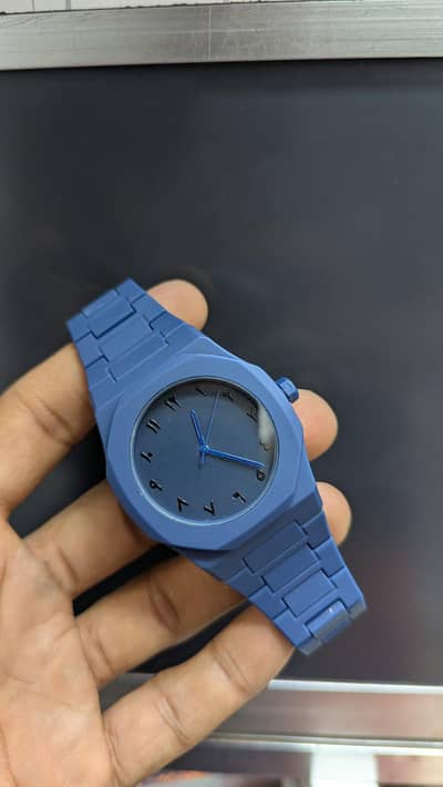 Matte Blue Minimalist Silicone Strap Watch – Unisex Analog Wrist Watch