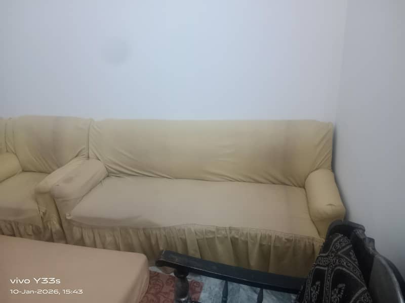 drawing sofa set + wooden sofa chairs 5