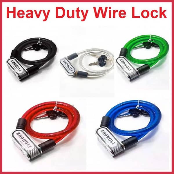 ZHONGLI Heavy Duty Anti-Theft Bicycle & Motorcycle Cable Lock | Durable Braided Steel Wire Security Key Lock Cycle
