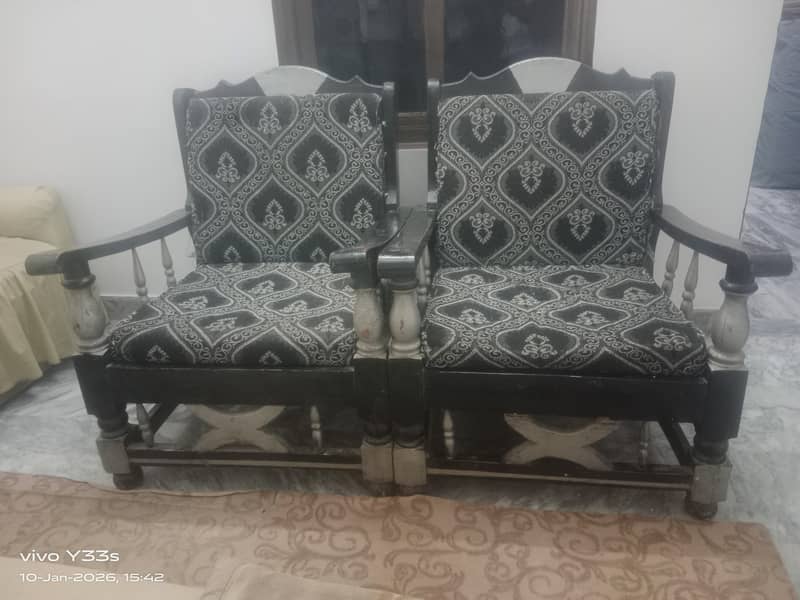 drawing sofa set + wooden sofa chairs 9