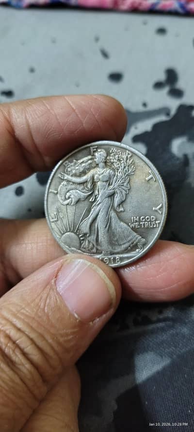 USA 1918 HALF DOLLAR OLD COIN | USA 50 CENTS RARE COIN | ANTIQ COIN |