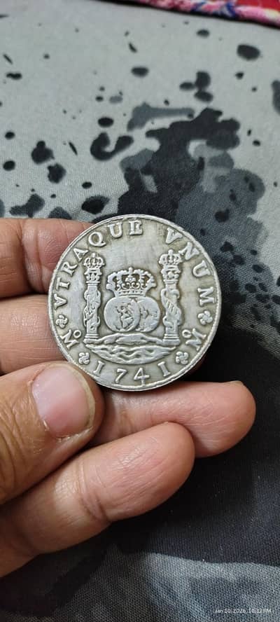 Spanish 1741 Colonial 8 Reales, Pillar Dollar, Antiq, Old & Rare Coin