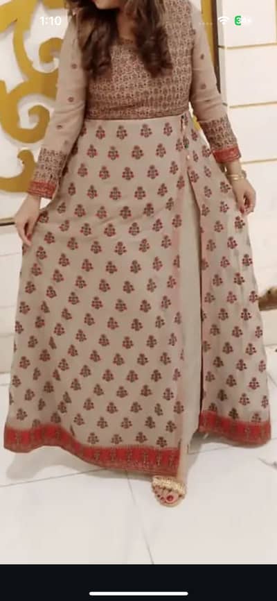 Stylish Printed Long Maxi with embroidered dopata / Frock for Sale