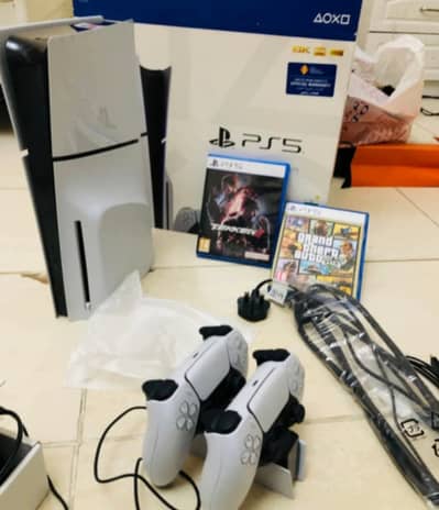 Ps5 Slim Game Disk  2 Controller with Box My whatsapp 03256735466