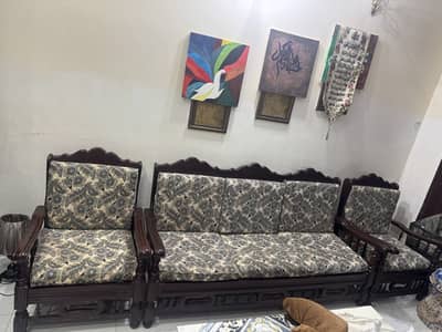 Premium Solid Wood Sofa Set – Antique Design – Excellent Condition