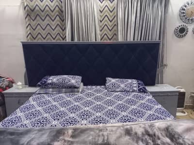Double bed queen bed for sale 2 side tables Dressing table