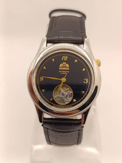 citizen ronson vintage 21jewels open heart black dial Swiss made