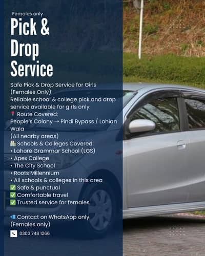 Safe Pick & Drop Service (Female driver for females Only)