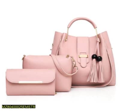 3 piece Women’s PU Leather Plain Handbag