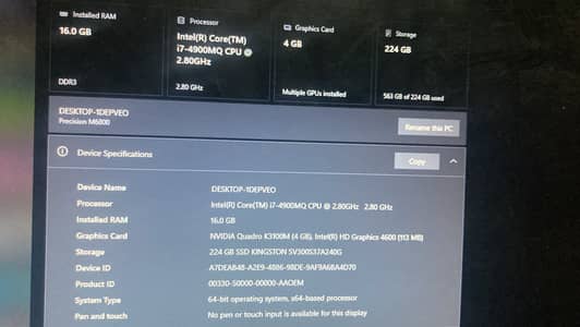 Gaming laptop dell precision m6800