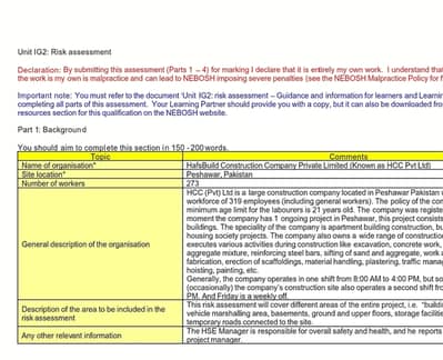 Nebosh ig2 risk assessment