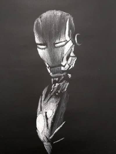Iron man original hand-drawn dark fantasy artwork