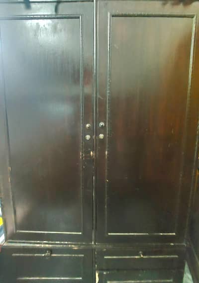 Solid Wooden Wardrobe (Almari) – Double Door, Good Condition