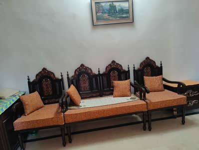 Wooden Chinioti sofa set almost new. . .