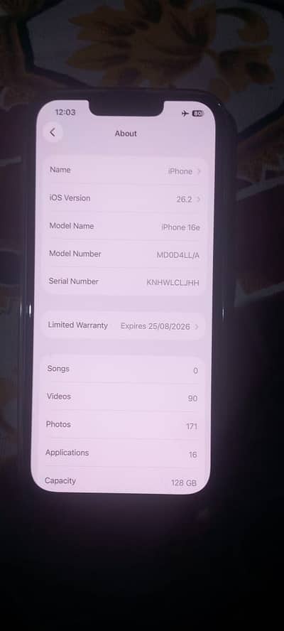 Iphone 16e 128 GB.  Non pta