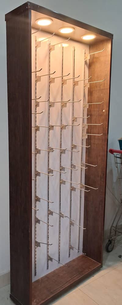 Stylish Wooden Jewelry Organizer Rack with Hooks and Lights