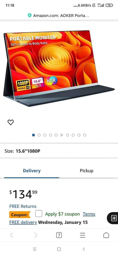 Portable monitor , high quality display , bought from USA