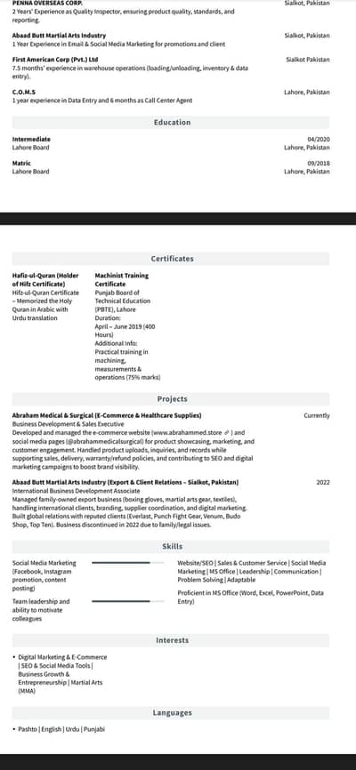 Need a job _ computer  operator / Office Staff harbanspura mugalpura