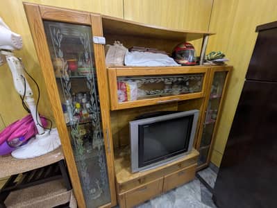 t. v trolly. with extra space and t. v for sale