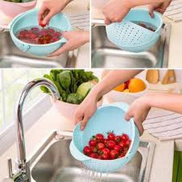 Vegetable Rice And Fruits Washing Bowl & Strainer