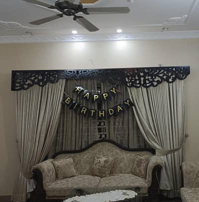 Luxury Velvet Curtains with Wooden Header & Embroidered Sheer