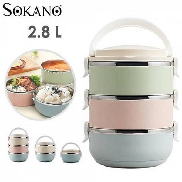 Stainless Steel Lunch Box - 3 Layers - Multi Colour