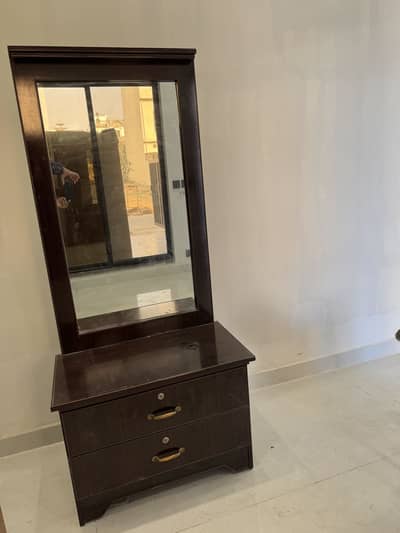 Moveable Wooden Dressing Table with Mirror – Good Condition