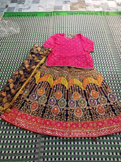 3-Piece Festive Sharara Suit - Embroidered Kurti & Mirror Work Bottom