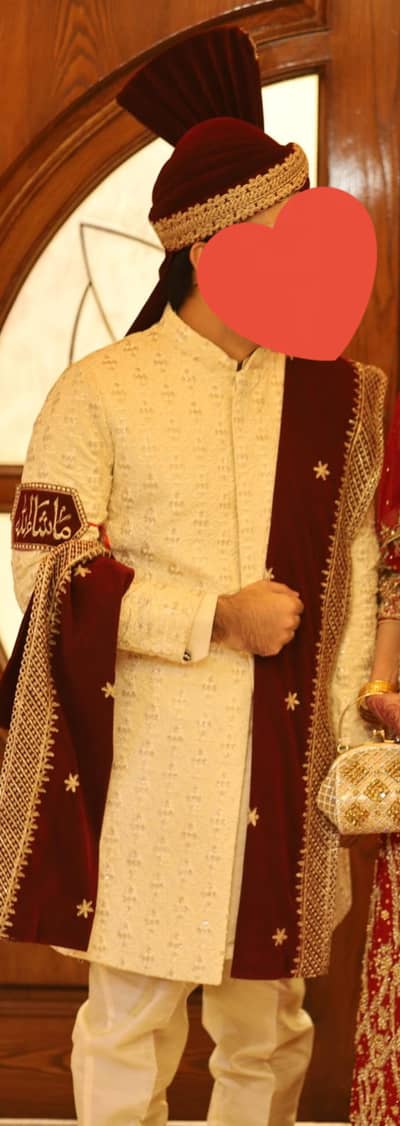 sherwani with shawl & kulla