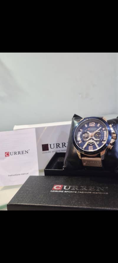 Curren Men's Luxury Leather Chronograph Watch