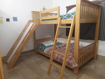 wooden Bunk Bed with detachable slide