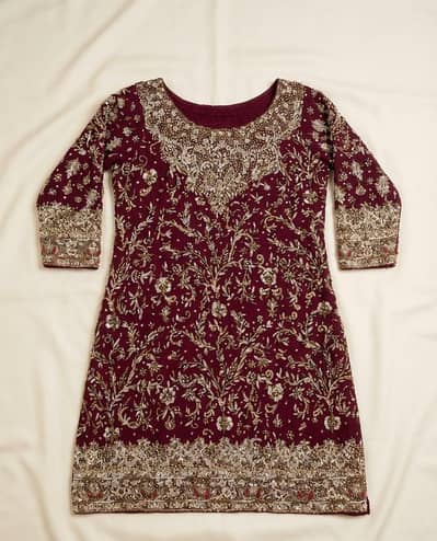 Makkah Bridal Deep Maroon Wedding Dress (Used 1 Time)