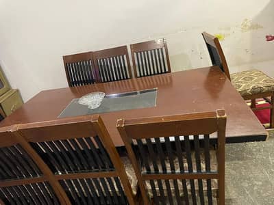 8 seater wooden dining table