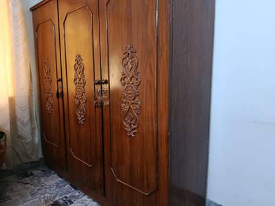 Wooden Cupboard / Almari for sale - 3 door Wardrobe with shelves