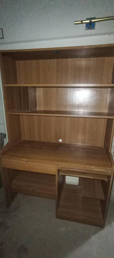 bookshelf and computer table