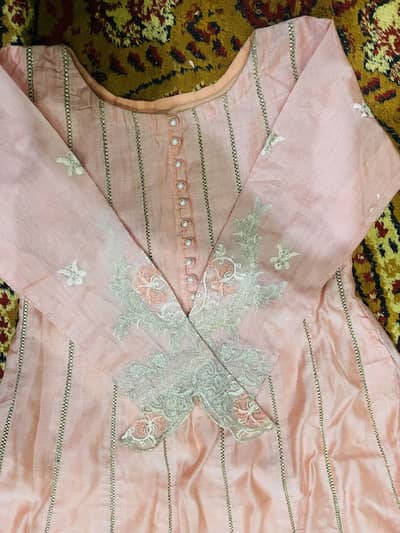 PEACH WHITE LONG FROCK