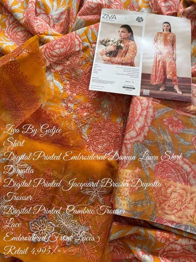 3 PCs embroidered lawn suits