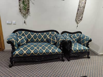 Royal 9-Seater Hand-Carved Wooden Sofa Set – Full Drawing Room Set