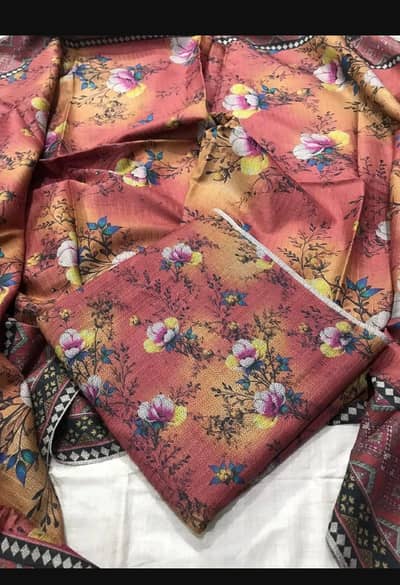 3 pcs women's unstitched printed suit