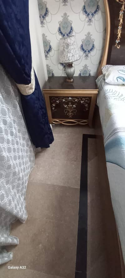 Bed with Side Table and dressing