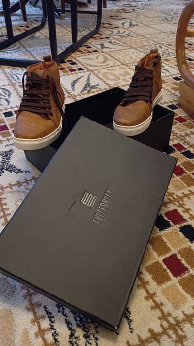 Marty High Top Burnt Copper Pullup Leather Sneakers