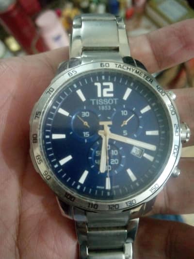Tissot Quickster Chronograph Blue Dial Silver Strap Watch for Men