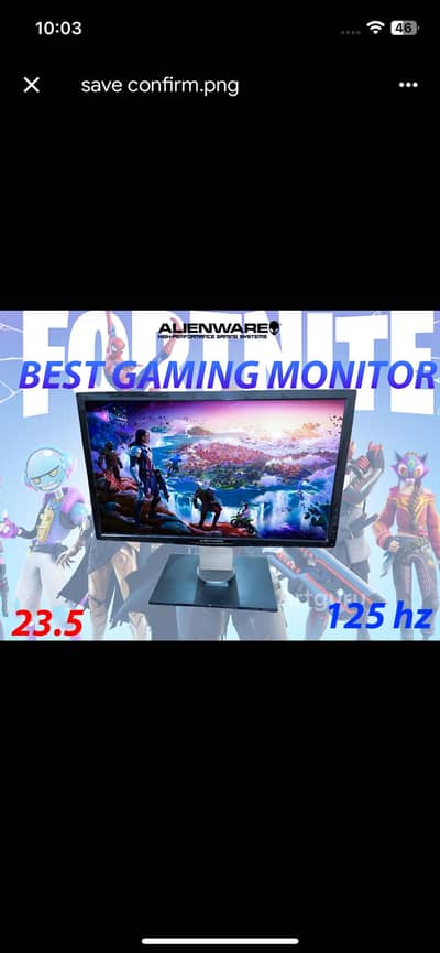 1920X1080 Resolution ALIENWARE  125 HZ GAMING MONITOR FOR SALE