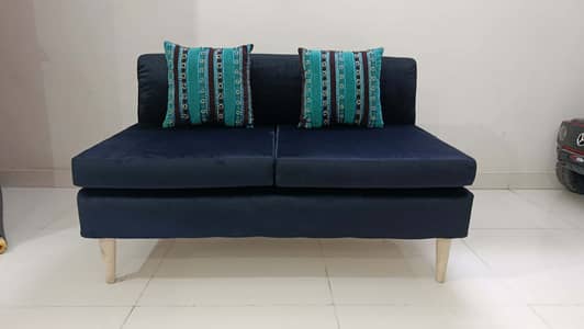 2 seater black  velvet sofa