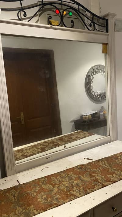 Solid Wood Dresser w/ Mirror White Polish