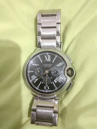 Cartier chronograph watch working condition back cover srew missing