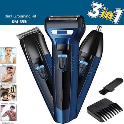 3-in-1 Rechargeable Trimmer, Shaver, and Nose Hair Trimmer for Men
