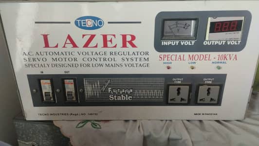 Tecno Lazer Automatic Voltage Stabilizer Servo Motor Control  10 KVA