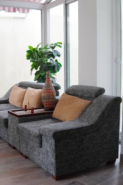 L Shaped Sofa 3 Seats + 1 table + L shaped bed