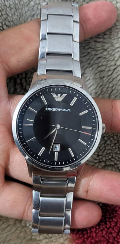 Emporio Armani Renato Sportivo Black Dial Silver Stainl